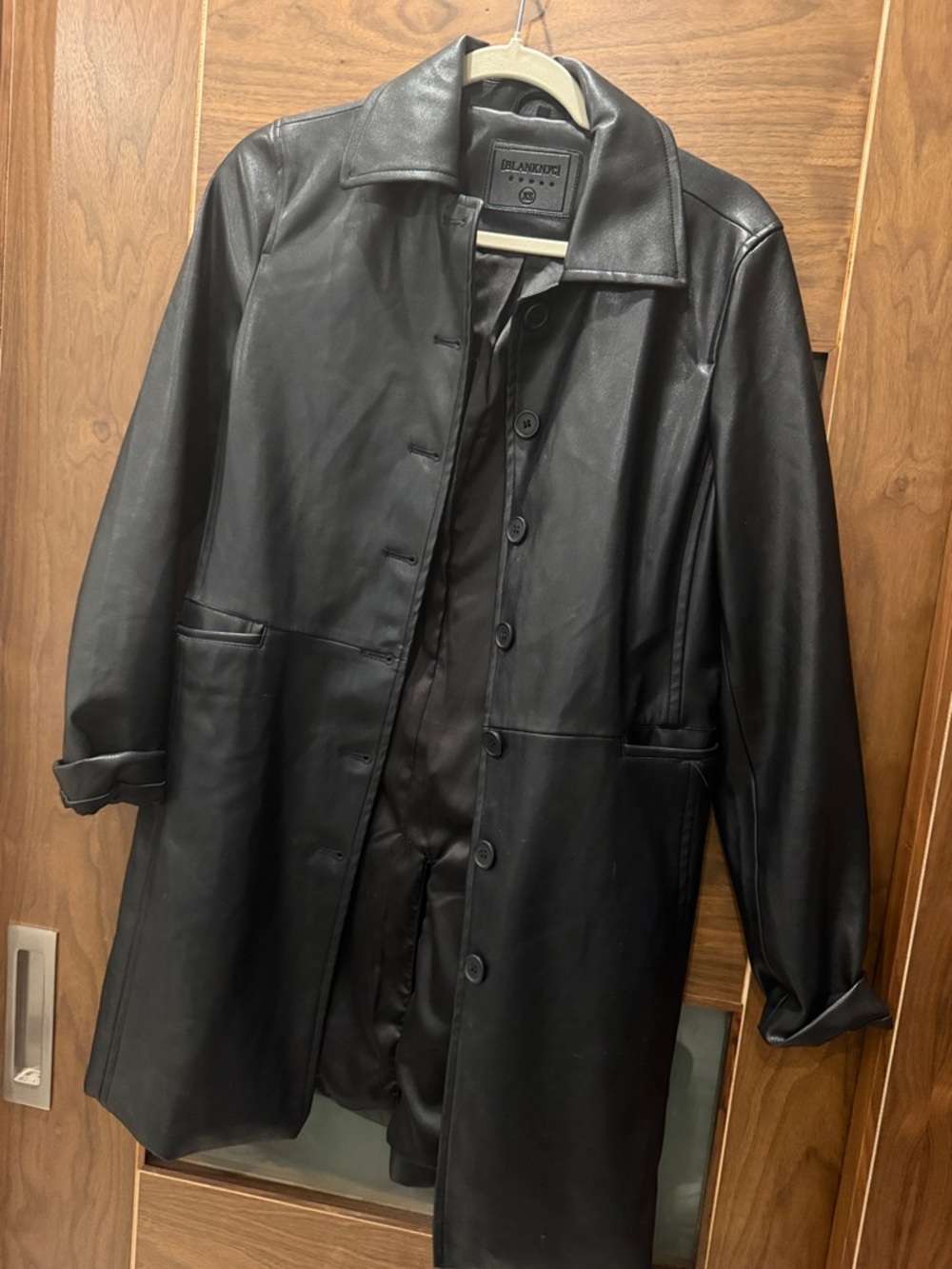 Blank NYC Black Leather Trench Coat
